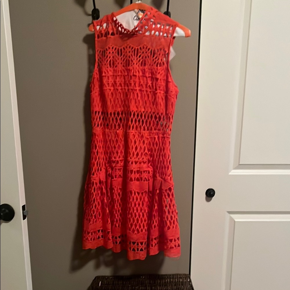 Chic Sleeveless Red Lace Dress